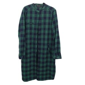 Miracle berry boutique plaid shacket jacket womens small green blue long pockets
